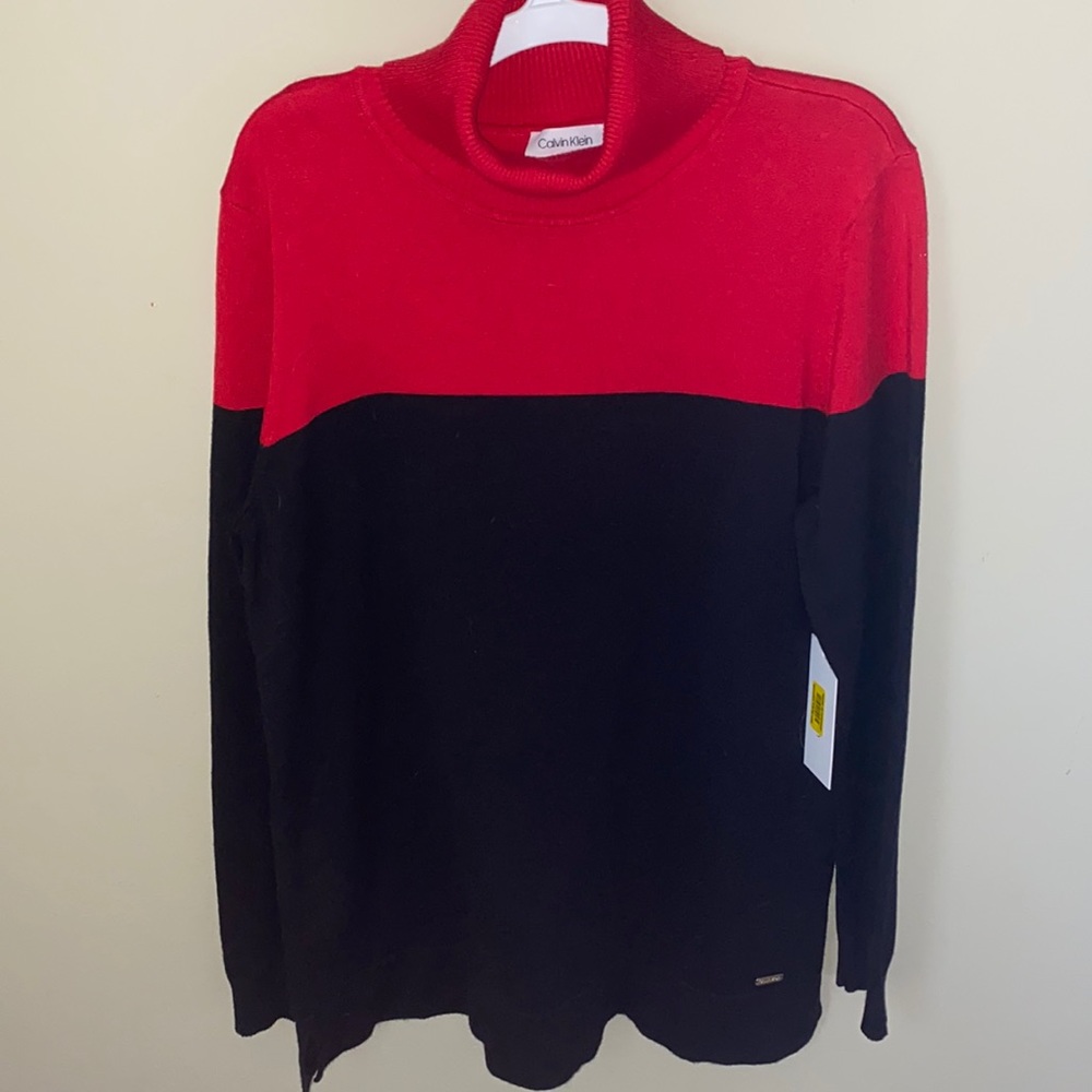 Calvin Klein Turtle Neck Sweater Red and Black